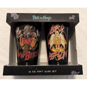 Rick and Morty 16 oz Pint Glass Set Birdperson Scary Terry Just Funky 2017 NEW